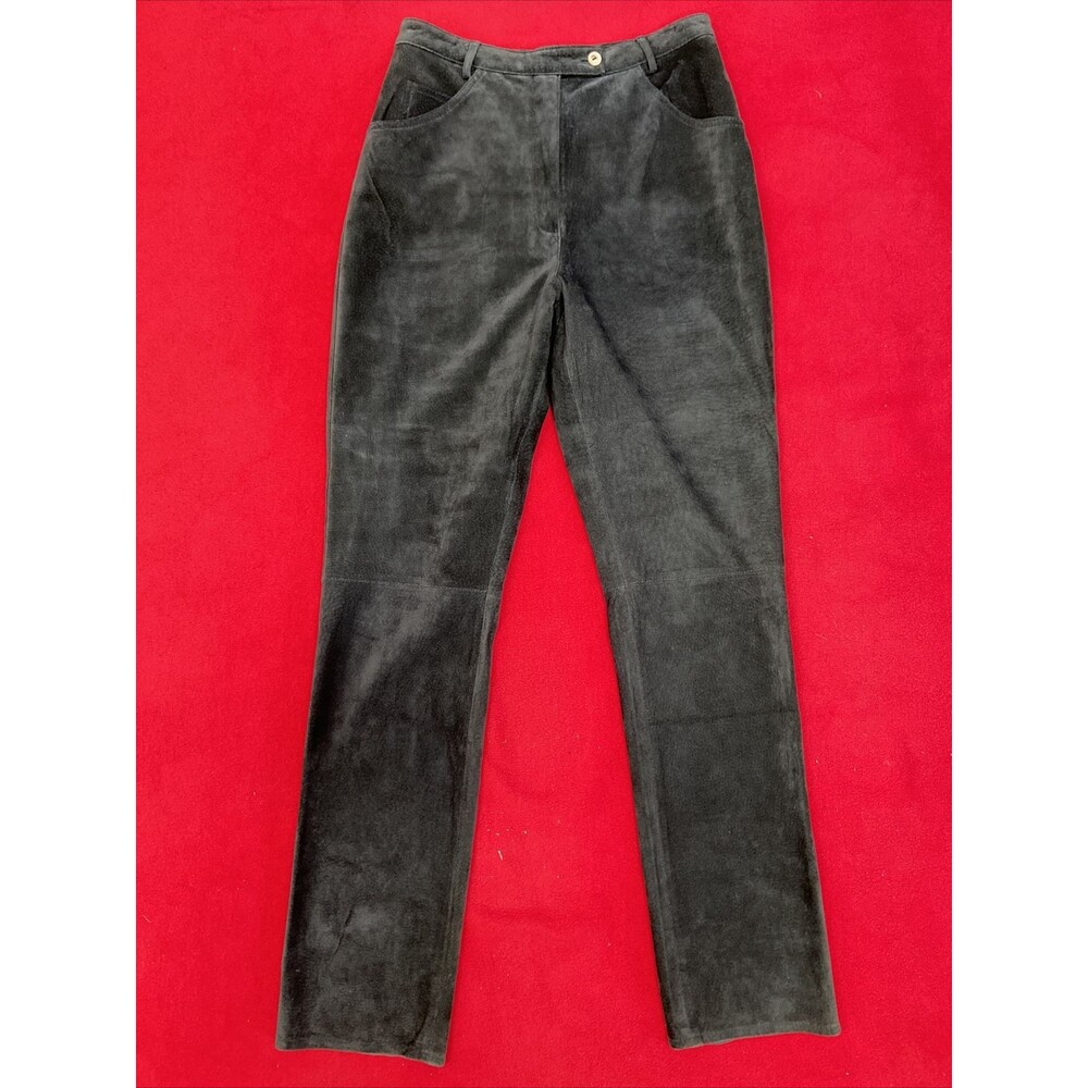 SUEDE STYLE Citi By Yansi Fugel Black Suede Pants Leather Women’s Size 10